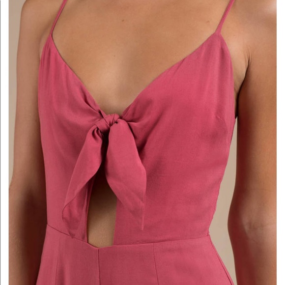 TOBI RENEGADE BERRY TIE-FRONT JUMPSUIT - Picture 2 of 6